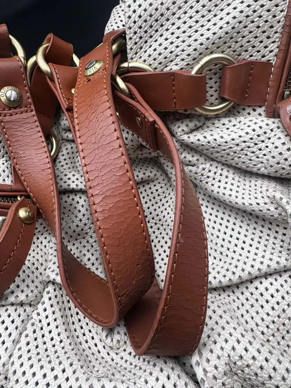 Vince Camuto perforated leather hobo shoulder bag with pleated details